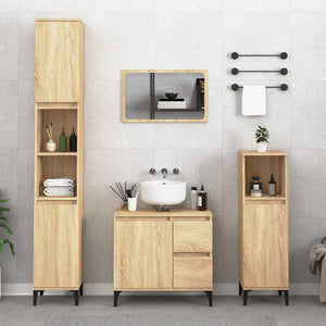 Bathroom Cabinet Sonoma oak Engineered wood, Metal