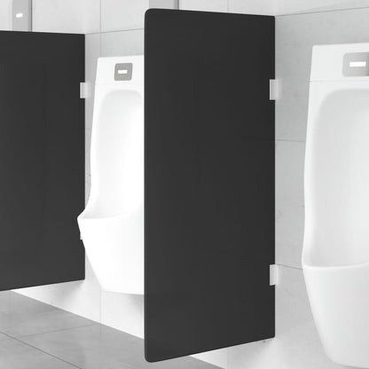 Wall-mounted Urinal Privacy Screen Black 35.4"x15.7" Tempered Glass