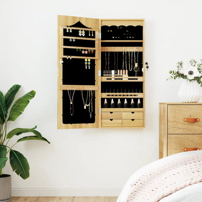 Mirror Jewelry Cabinet White Engineered wood, Glass, Polyester fabric