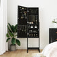 Mirror Jewelry Cabinet Black Engineered wood, Glass, Polyester fabric