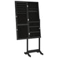 Mirror Jewelry Cabinet Black Engineered wood, Glass, Polyester fabric