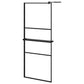Walk-in Shower Wall with Shelf Black 31.5"x76.8" ESG Glass&Aluminum