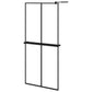 Walk-in Shower Wall with Shelf Black 35.4"x76.8" ESG Glass&Aluminum