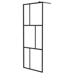 Walk-in Shower Wall with Shelf Black 35.4"x76.8" ESG Glass&Aluminum