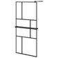 Walk-in Shower Wall with Shelf Black 35.4"x76.8" ESG Glass&Aluminum
