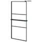Walk-in Shower Wall with Shelf Black 35.4"x76.8" ESG Glass&Aluminum