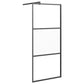 Walk-in Shower Wall with Shelf Black 35.4"x76.8" ESG Glass&Aluminum