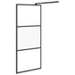 Walk-in Shower Wall with Shelf Black 35.4"x76.8" ESG Glass&Aluminum