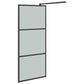 Walk-in Shower Wall with Shelf Black 35.4"x76.8" ESG Glass&Aluminum