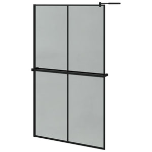 Walk-in Shower Wall with Shelf Black 46.5"x74.8" ESG Glass&Aluminum