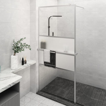 Walk-in Shower Wall with Shelf Chrome 31.5"x76.8" ESG Glass&Aluminum