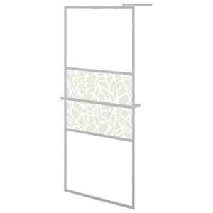Walk-in Shower Wall with Shelf Chrome 35.4x76.8" ESG Glass&Aluminium