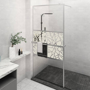 Walk-in Shower Wall with Shelf Chrome 35.4x76.8" ESG Glass&Aluminium