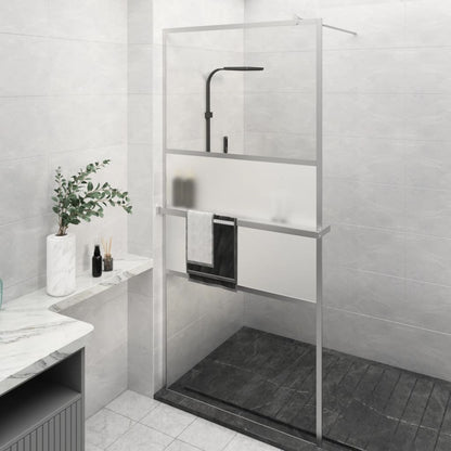 Walk-in Shower Wall with Shelf Chrome 39.4x76.8" ESG Glass&Aluminium