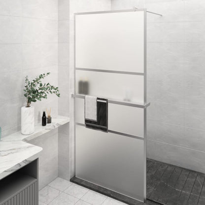 Walk-in Shower Wall with Shelf Chrome 39.4x76.8" ESG Glass&Aluminium