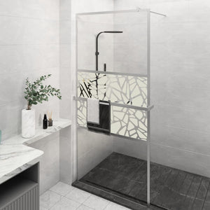 Walk-in Shower Wall with Shelf Chrome 39.4x76.8" ESG Glass&Aluminium
