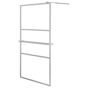Walk-in Shower Wall with Shelf Chrome 45.3x76.8" ESG Glass&Aluminium
