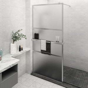 Walk-in Shower Wall with Shelf Chrome 45.3x76.8" ESG Glass&Aluminium