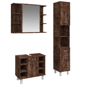 Bathroom Cabinet Set Smoked oak Engineered wood, Acrylic Medium