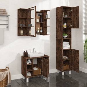 Bathroom Cabinet Set Smoked oak Engineered wood, Acrylic Medium