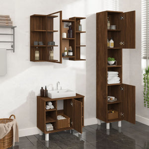 Bathroom Cabinet Set Brown Oak Engineered Wood Compact