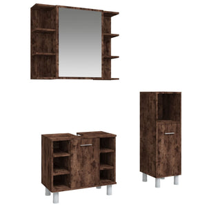 Bathroom Cabinet Set Smoked Oak Engineered wood Medium