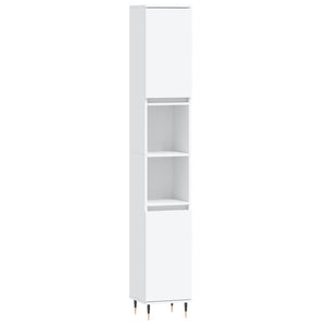 Bathroom Cabinet White Engineered wood, Iron Tall