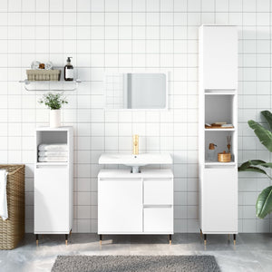 Bathroom Cabinet White Engineered wood, Iron Tall