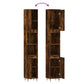 Bathroom Cabinet Smoked Oak Engineered Wood, Iron Tall