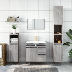 Bathroom Cabinet Grey Sonoma Engineered wood, iron Tall