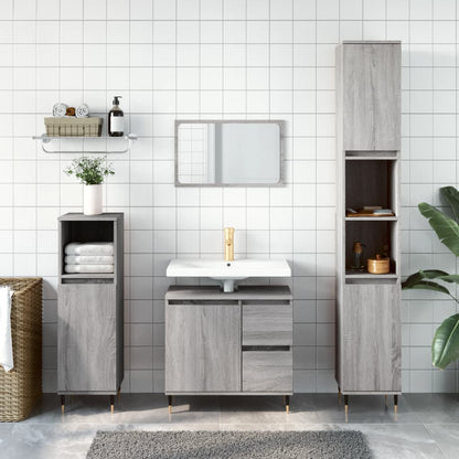 Bathroom Cabinet Grey Sonoma Engineered wood, iron Tall