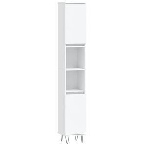 Bathroom Cabinet White Engineered wood Tall Bathroom Cabinet