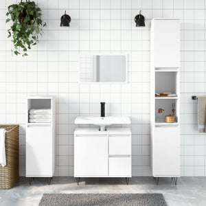 Bathroom Cabinet White Engineered wood Tall Bathroom Cabinet