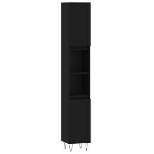 Bathroom Cabinet Black Engineered wood Tall Bathroom Cabinet
