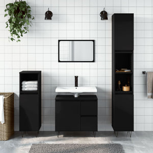 Bathroom Cabinet Black Engineered wood Tall Bathroom Cabinet