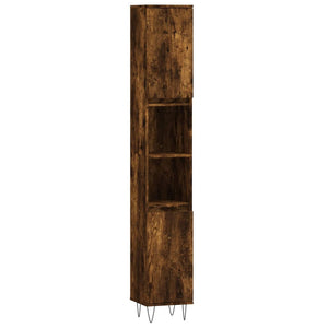 Bathroom Cabinet Smoked Oak 11.8x11.8x74.8" Engineered Wood