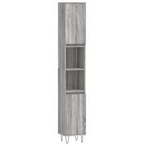 Bathroom Cabinet Gray Sonoma Engineered Wood, Iron Tall
