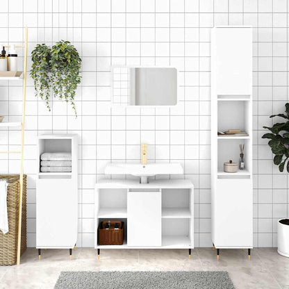 Bathroom Cabinet White Engineered Wood 11.8 in x 11.8 in x 39.4 in