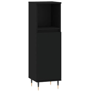 Bathroom Cabinet Black Engineered Wood Tall Adjustable Armrests