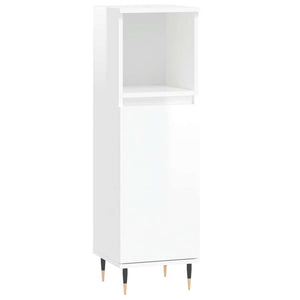 Bathroom Cabinet High gloss white Engineered wood, iron Tall