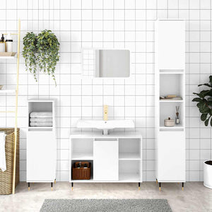 Bathroom Cabinet High gloss white Engineered wood, iron Tall