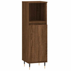 Bathroom Cabinet Brown Oak Engineered Wood, Iron Tall Modern