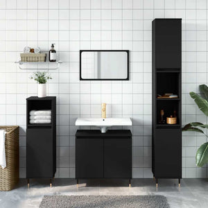Bathroom Cabinet Black Engineered wood, iron Medium
