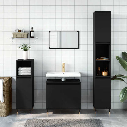 Bathroom Cabinet Black Engineered wood, iron Medium