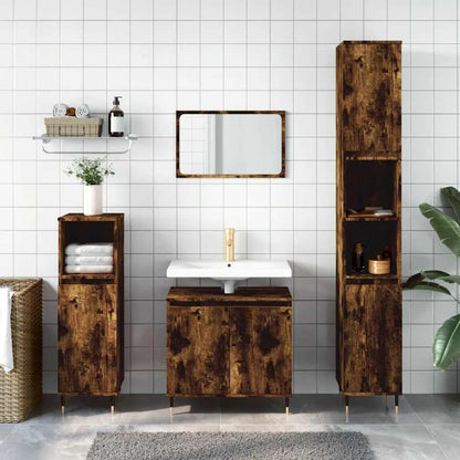 Bathroom Cabinet Smoked oak Engineered wood, Iron Medium