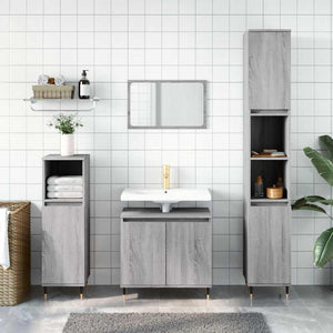 Bathroom Cabinet Grey Sonoma Engineered Wood, Iron Medium
