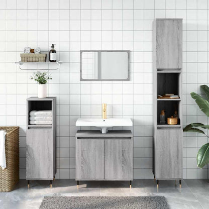 Bathroom Cabinet Grey Sonoma Engineered Wood, Iron Medium