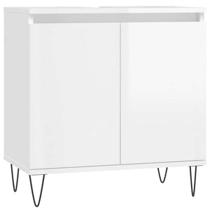 Bathroom Cabinet High gloss white Engineered wood, iron Medium