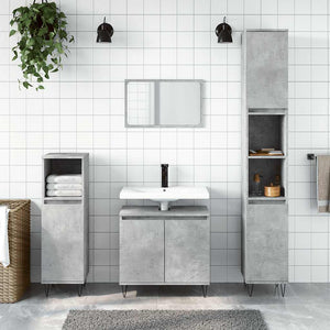Bathroom Cabinet Concrete gray Engineered wood, iron Medium