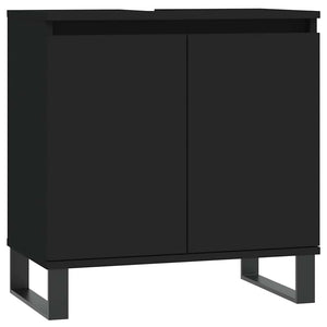 Bathroom Cabinet Black Engineered wood, iron Medium-sized cabinet